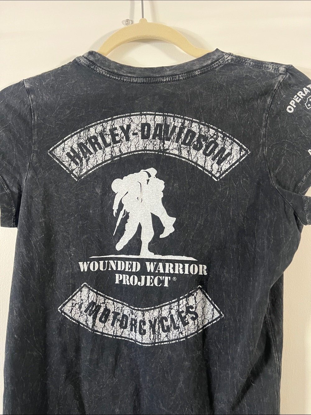 Harley-Davidson Black Mineral Wash wounded warrior project tee shirt
